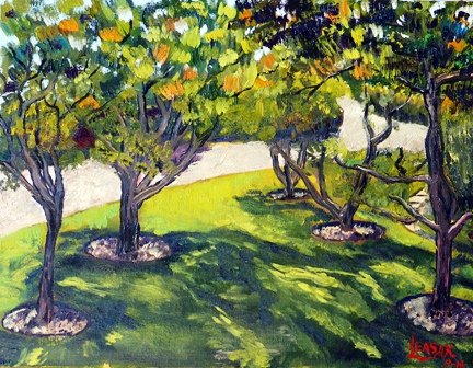 Shady Summer Trees 14" x 18" Oil on Canvas Panel 