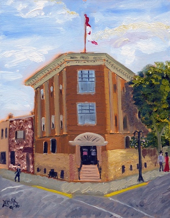 Flat Iron Building - Lacombe, AB 14" x 11" - Oil on Canvas Board 